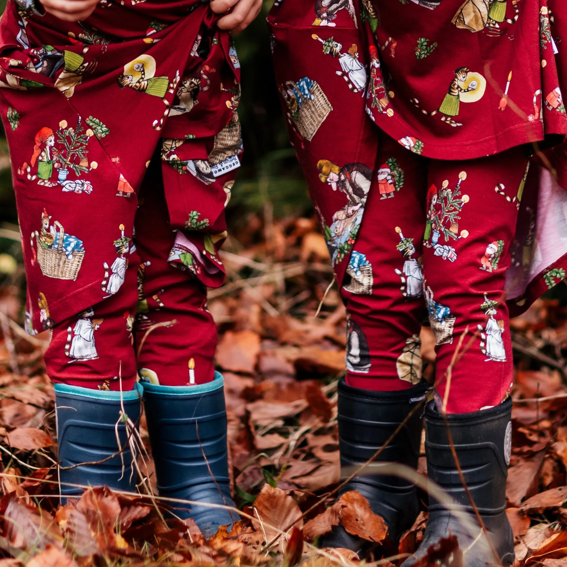 Leggings Pettson och Findus Röd - Julmotiv
