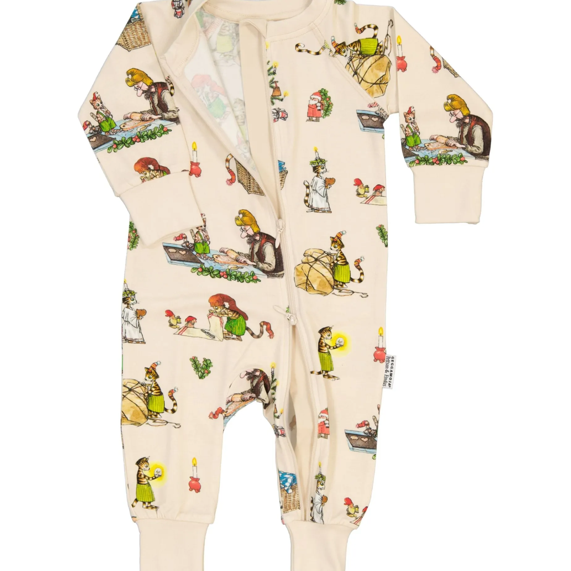 Pyjamas Pettson och Findus Beige -Julpyjamas