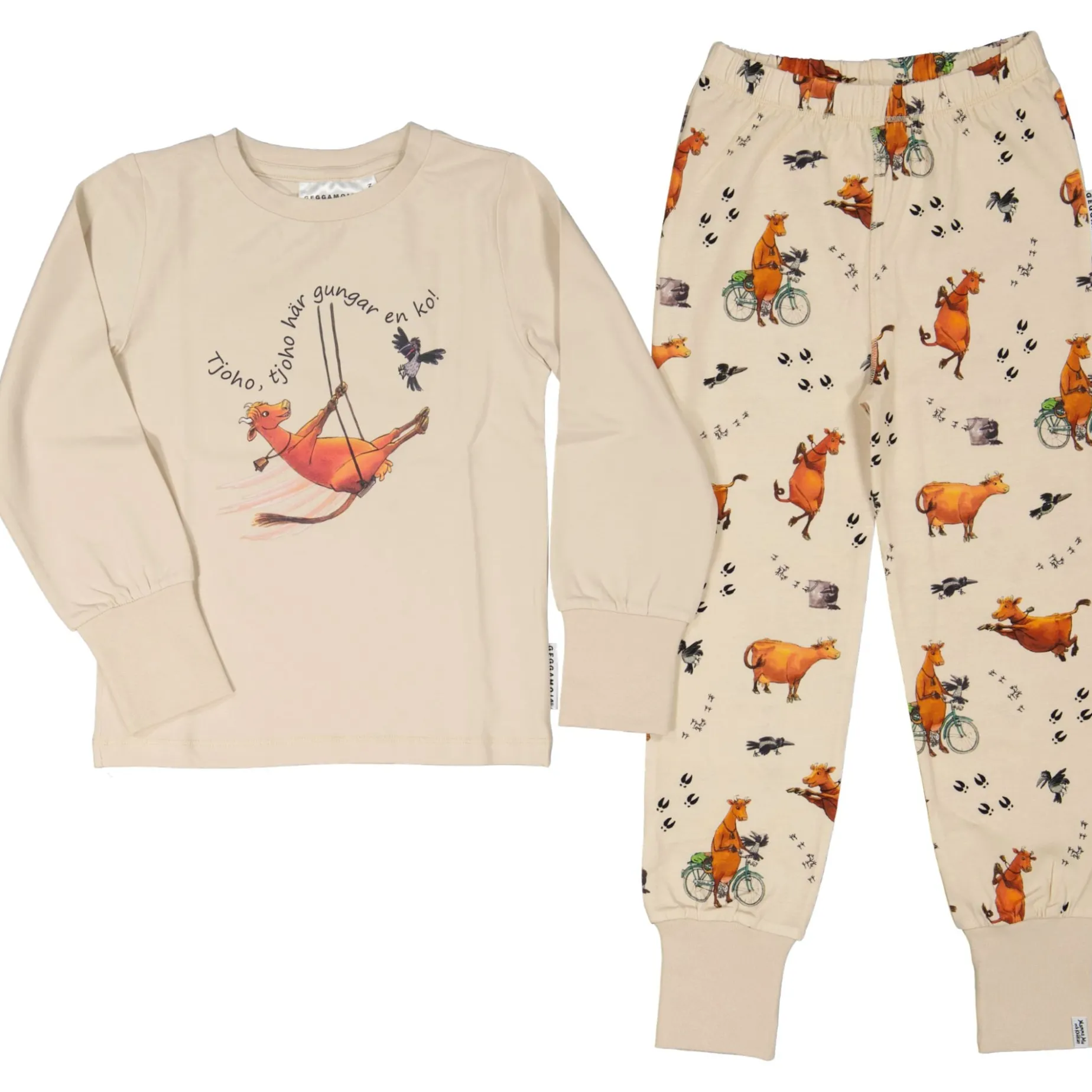 Pyjamas tvådelad Mamma Mu och Kråkan Beige