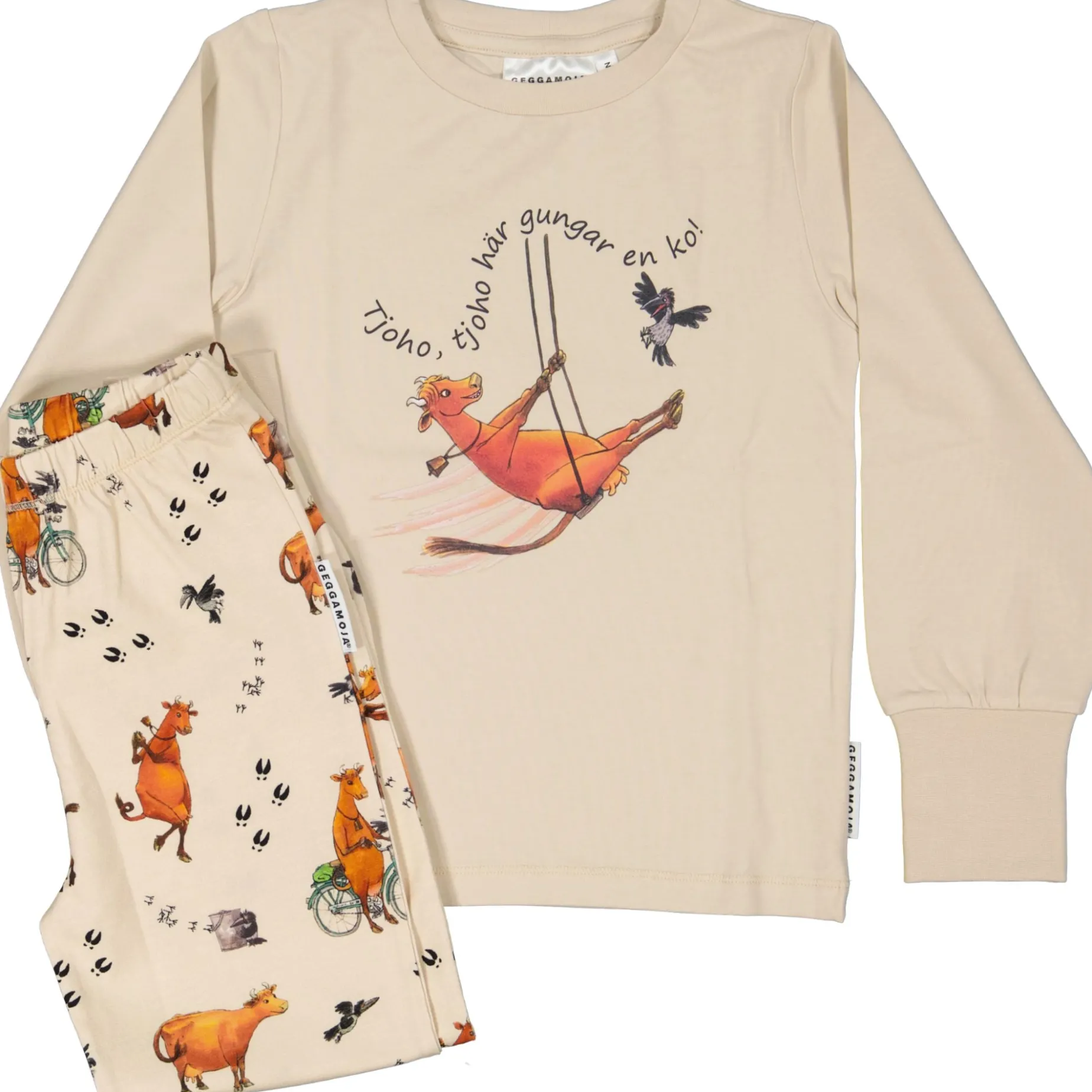 Pyjamas tvådelad Mamma Mu och Kråkan Beige