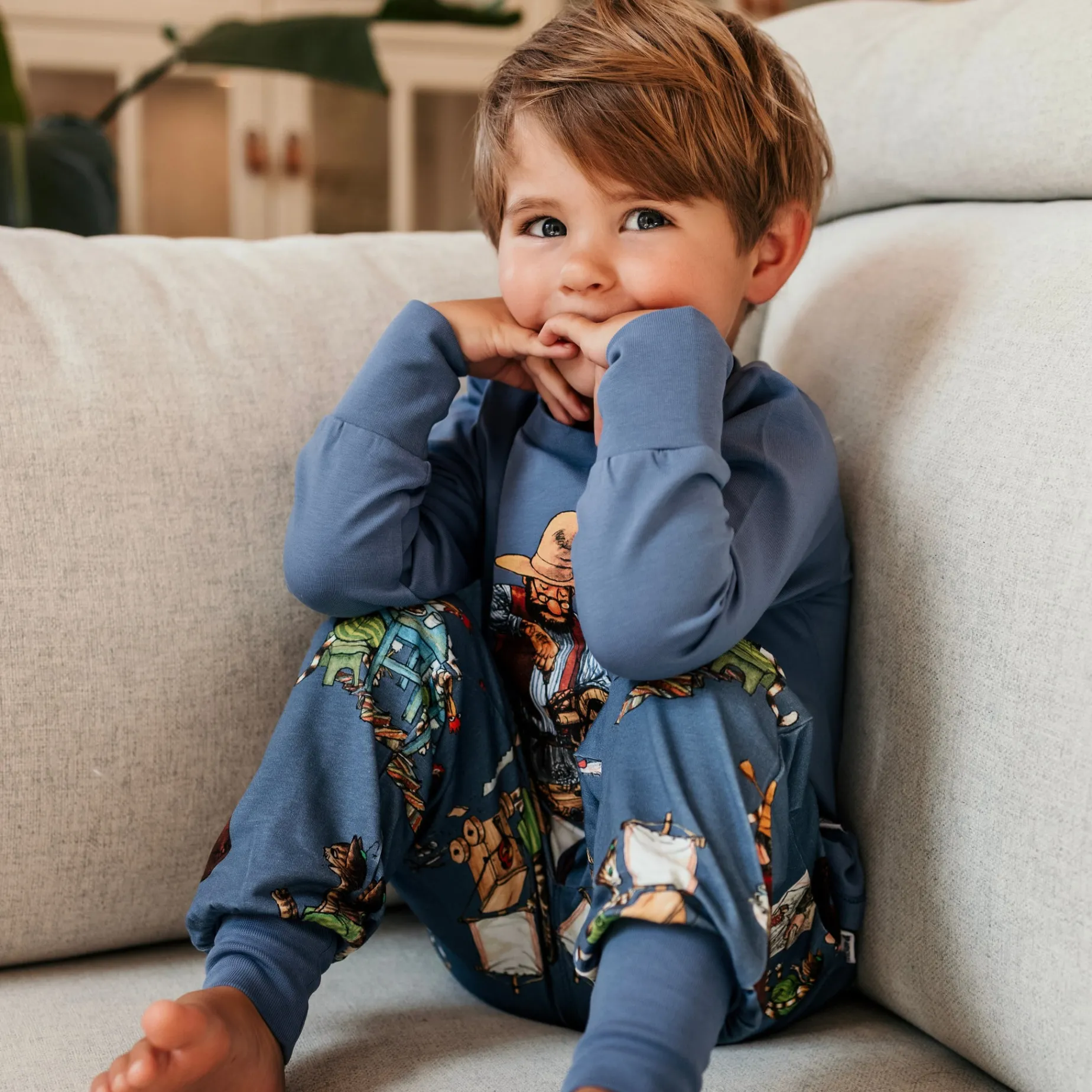 Pyjamas tvådelad Pettson och Findus Blå