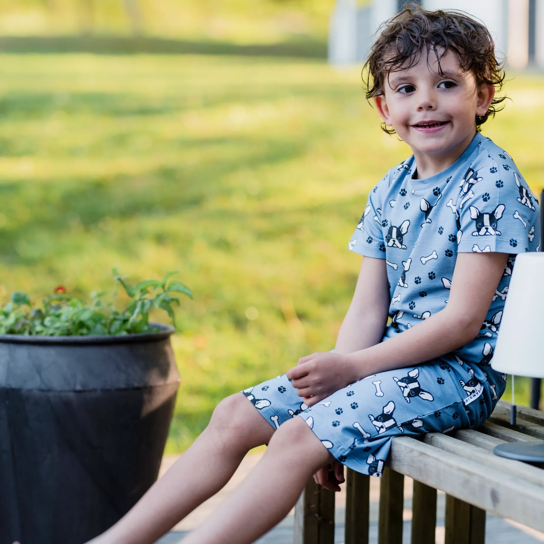 Pyjamas-set Bambu Bulldog Blå