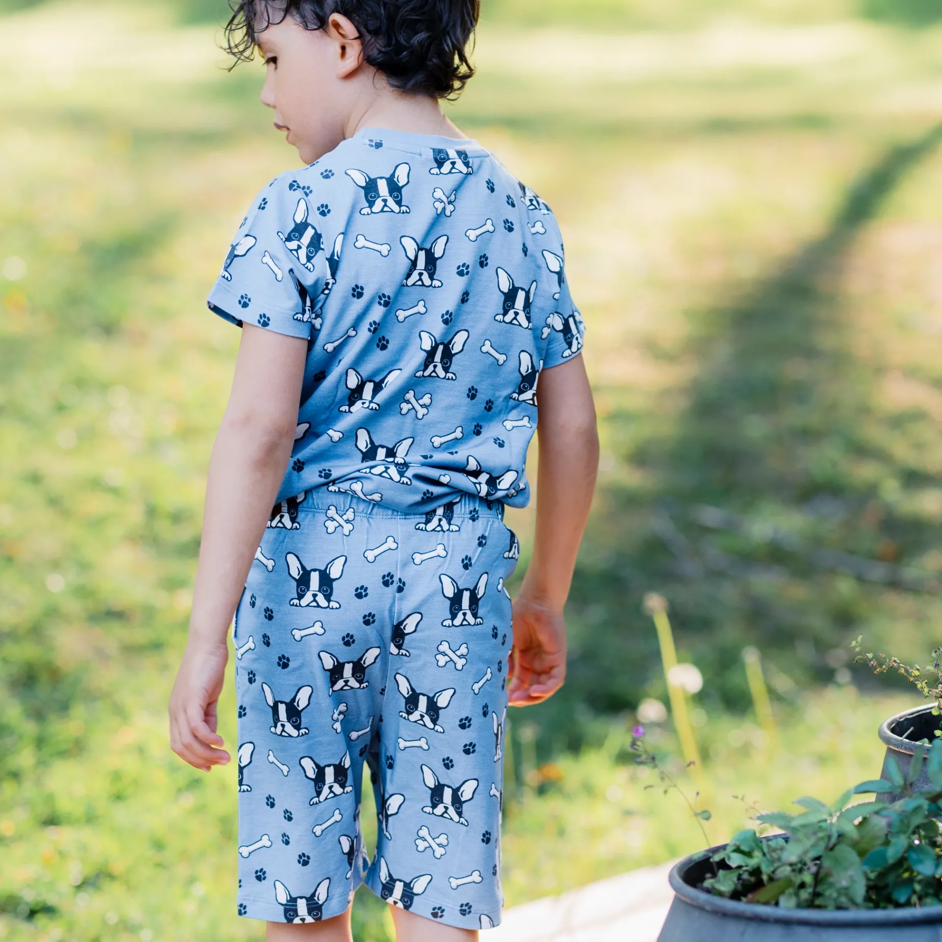 Pyjamas-set Bambu Bulldog Blå