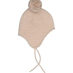 Stickad hjälmmössa Beige