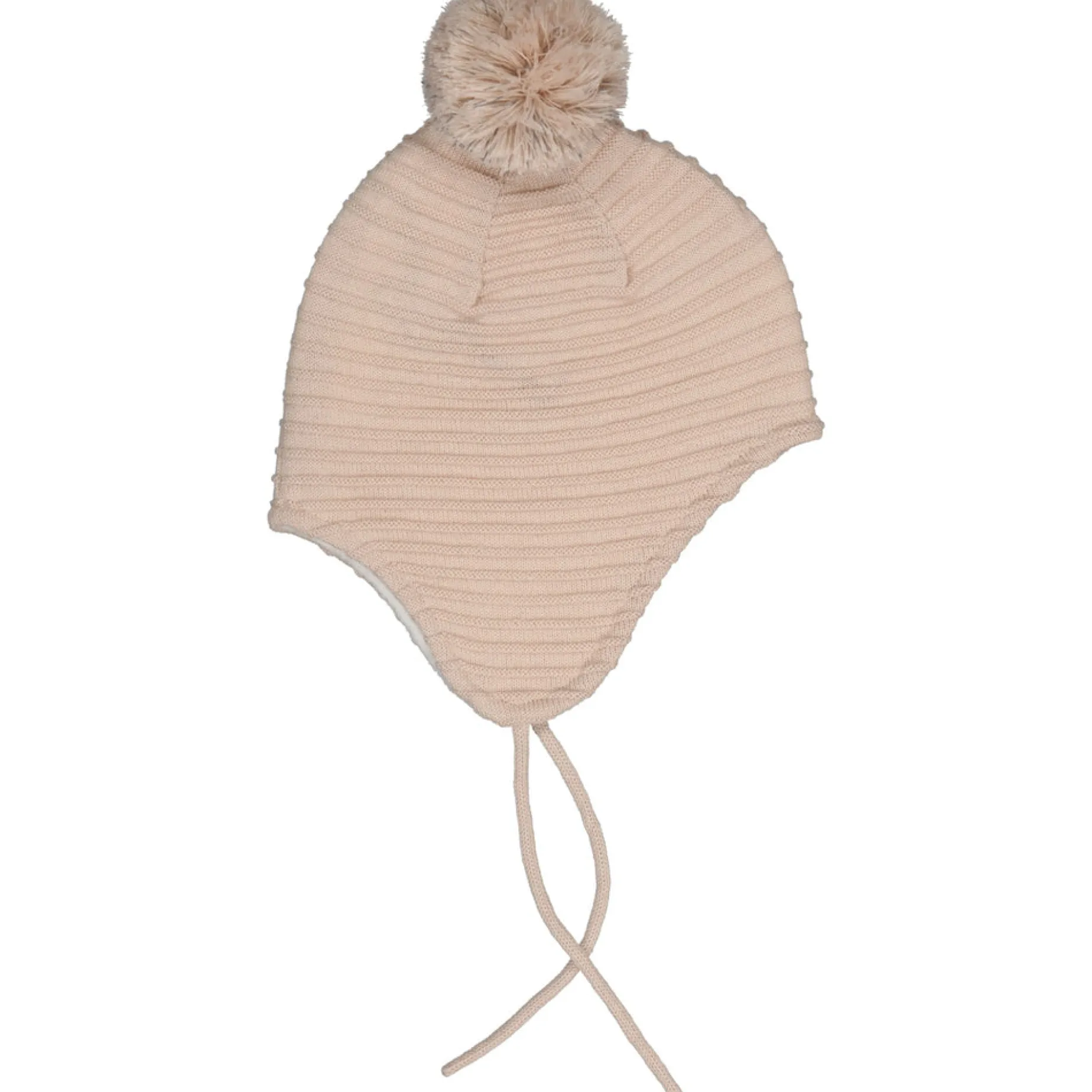 Stickad hjälmmössa Beige