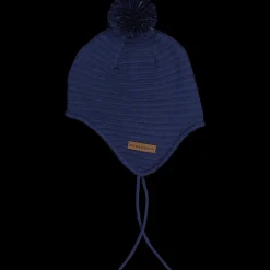 Stickad hjälmmössa Mörkblå