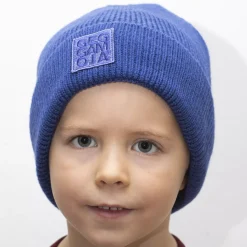 Stickad mössa Blå