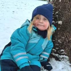 Stickad mössa Blå