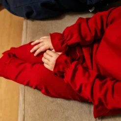 Tröja med leggings Mörkröd