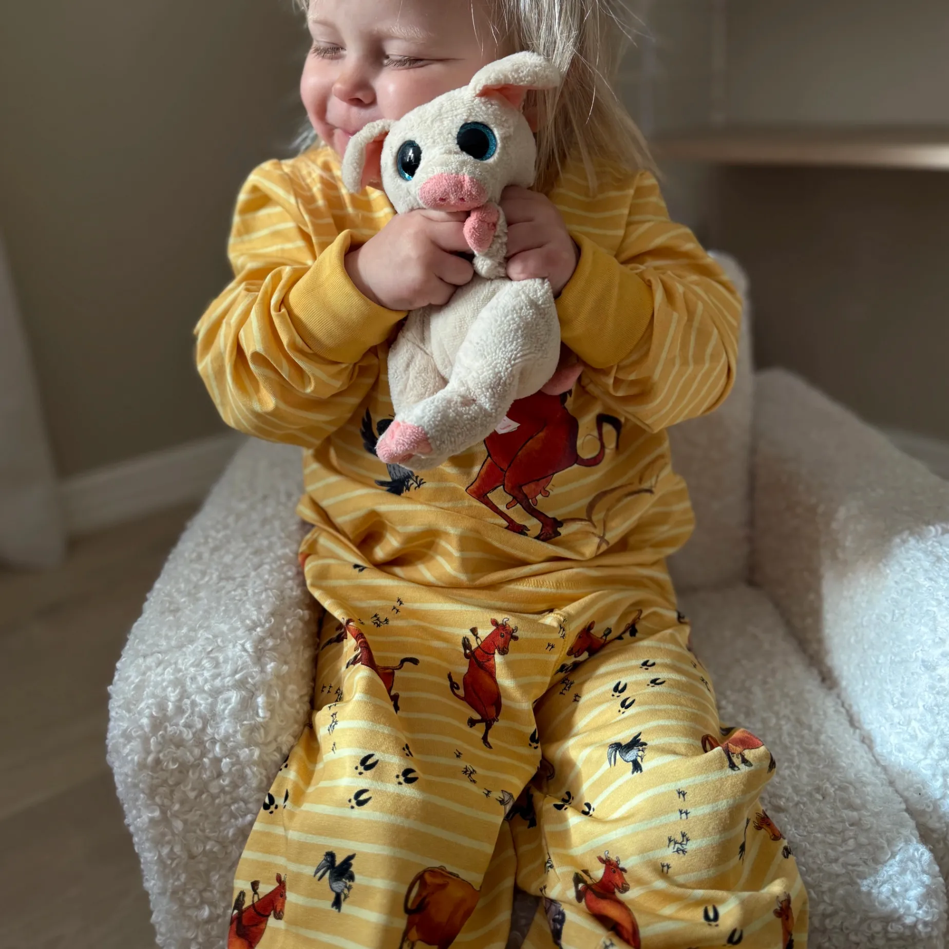 Tvådelad Pyjamas Mamma Mu och Kråkan Gul/Vit