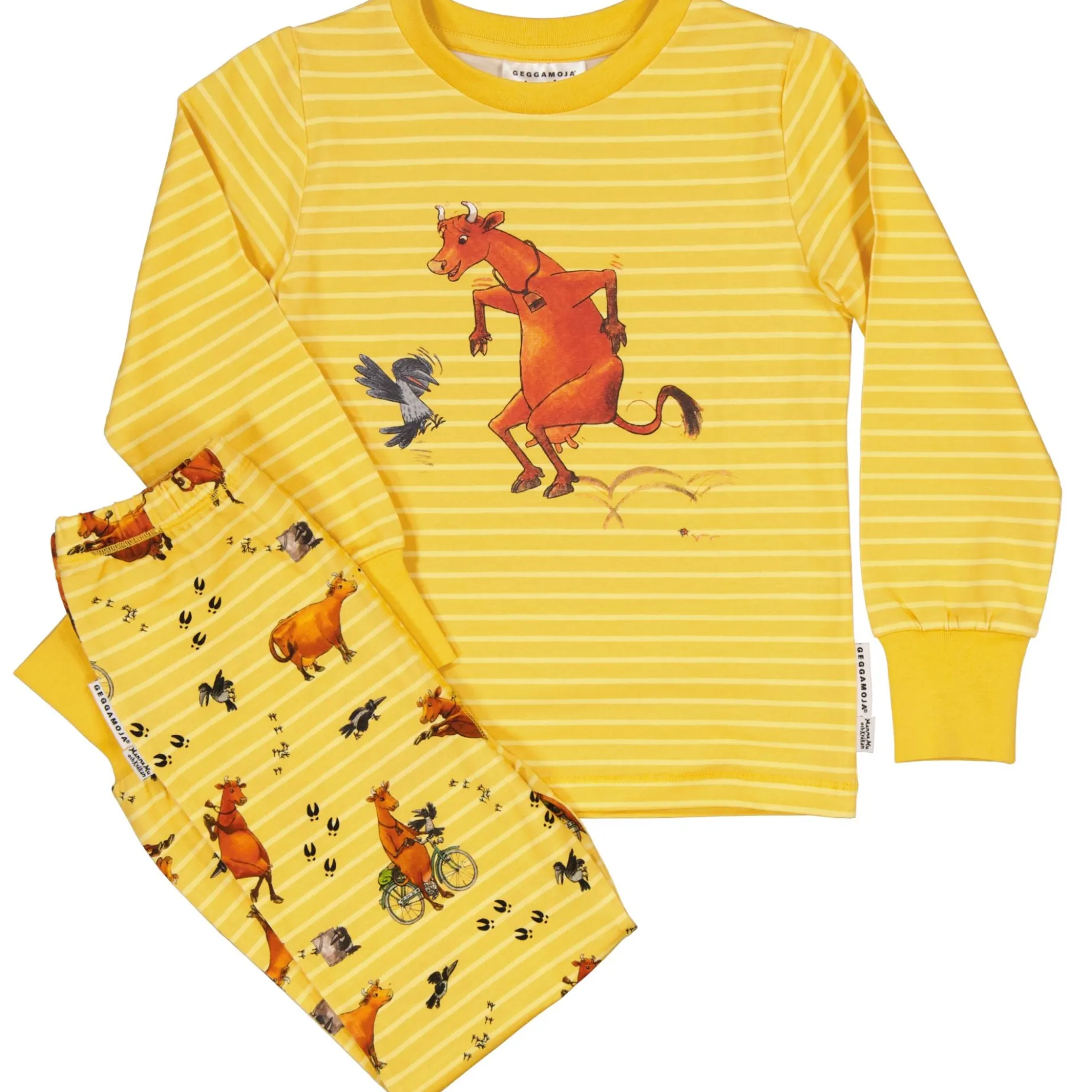 Tvådelad Pyjamas Mamma Mu och Kråkan Gul/Vit